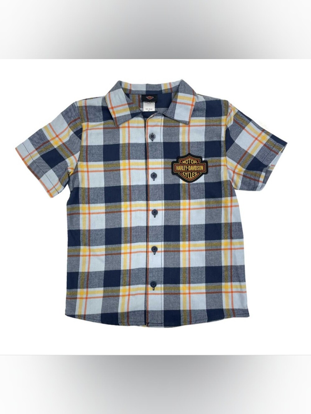 Harley-Davidson Little Boys' Bar & Shield Logo Plaid Short Sleeve Shirt Size:4/5